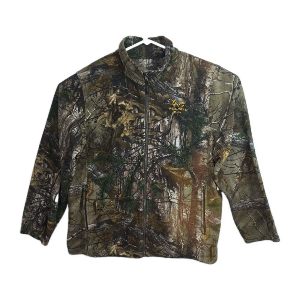 Realtree Full-zip Fleece Sweatshirt Men's 2XL Camo Pattern Long Slvs Zip Pockets